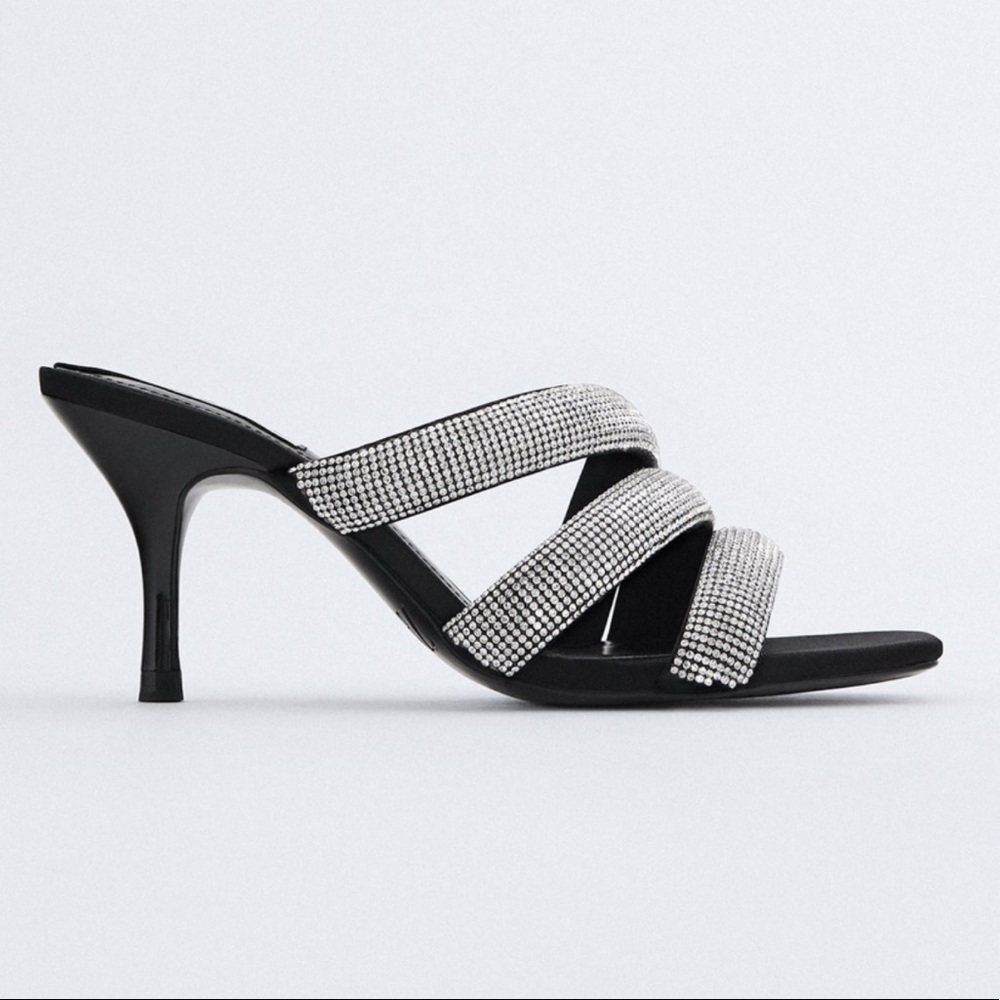 NWT! Zara Sparkly Strap Heeled Sandals size 39
